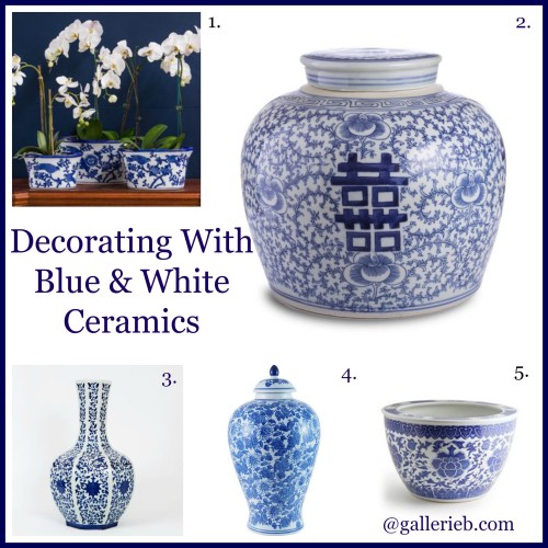 Decorating With Blue and White Ceramics, Gallerie B