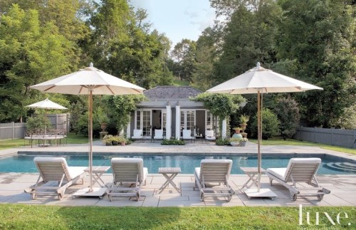 Luxurious outdoor space with sun lounges and pool. Friday's Favourites Gallerie B blog