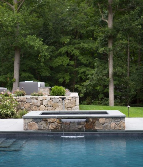 Beautiful stone feature in pool area
