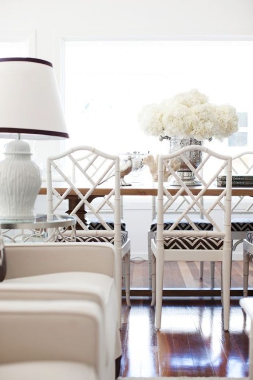 White Chippendale dining chairs. Gallerie B blog
