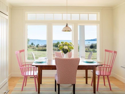 Pink timber dining chairs. Gallerie B blog