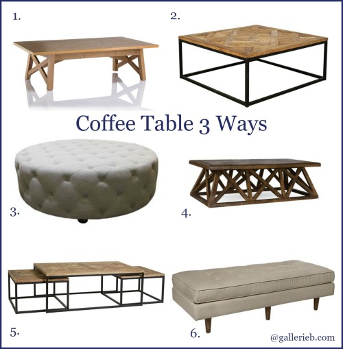 3 versatile coffee table styles, Gallerie B blog.