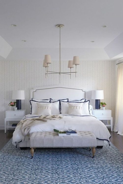 Blue and white master bedroom. Friday's Favourites.