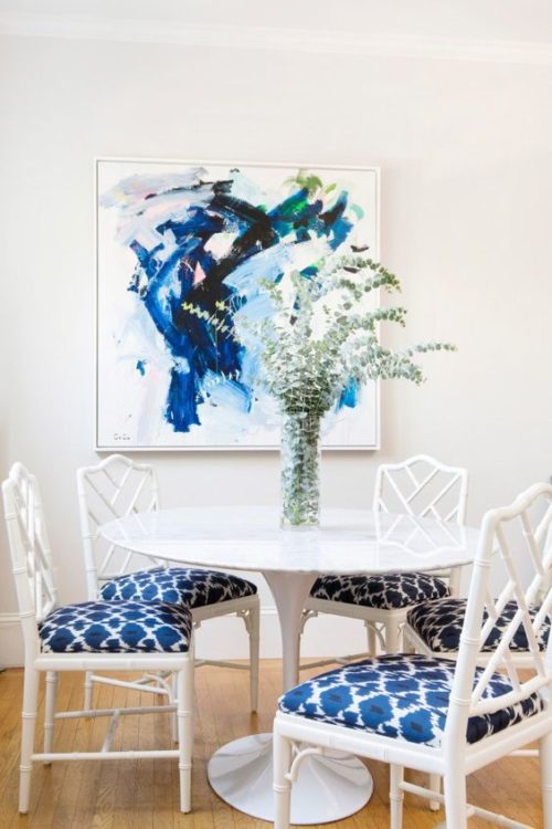 Breakfast nook with blue and white chippendale chairs. Friday's Favourites.